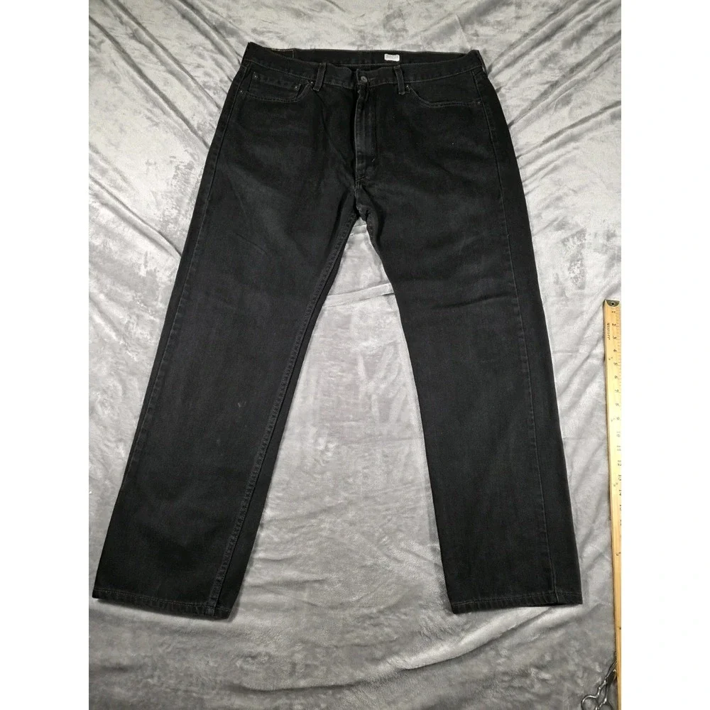 Levi's 505 Denim Jeans Mens‎ 40x32 Black Dark Wash Straight Leg